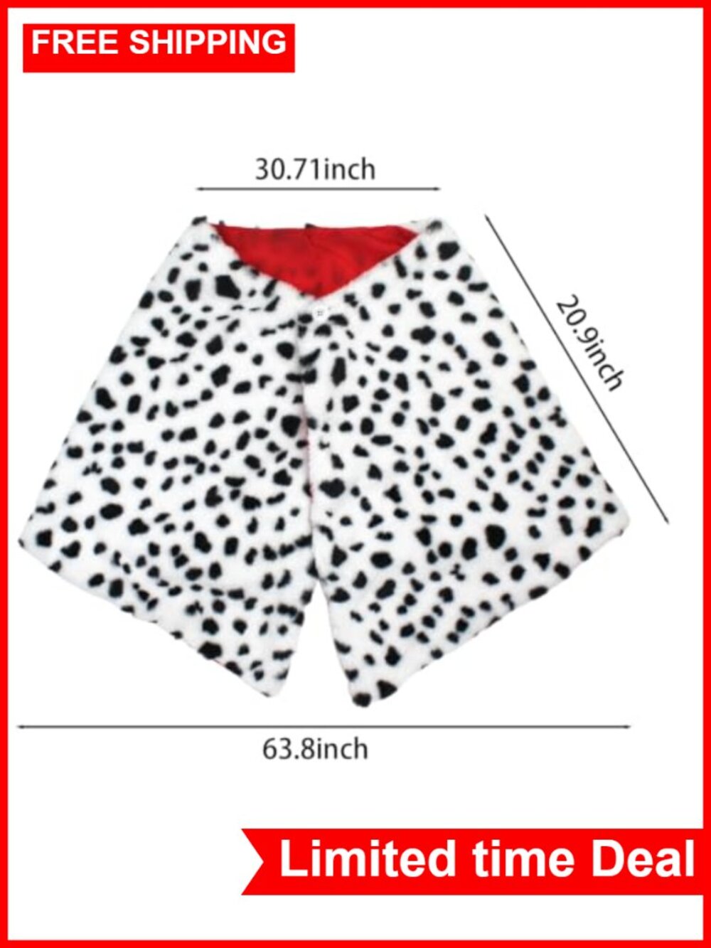 Dalmatian Shawl Suit Costume Set with Gloves Women's Halloween Cosplay - Picture 3 of 6